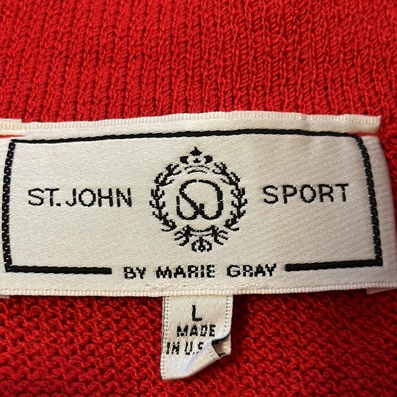 St John Sport red, white, and blue zip front sweater with stars Size L - Picture 3 of 13